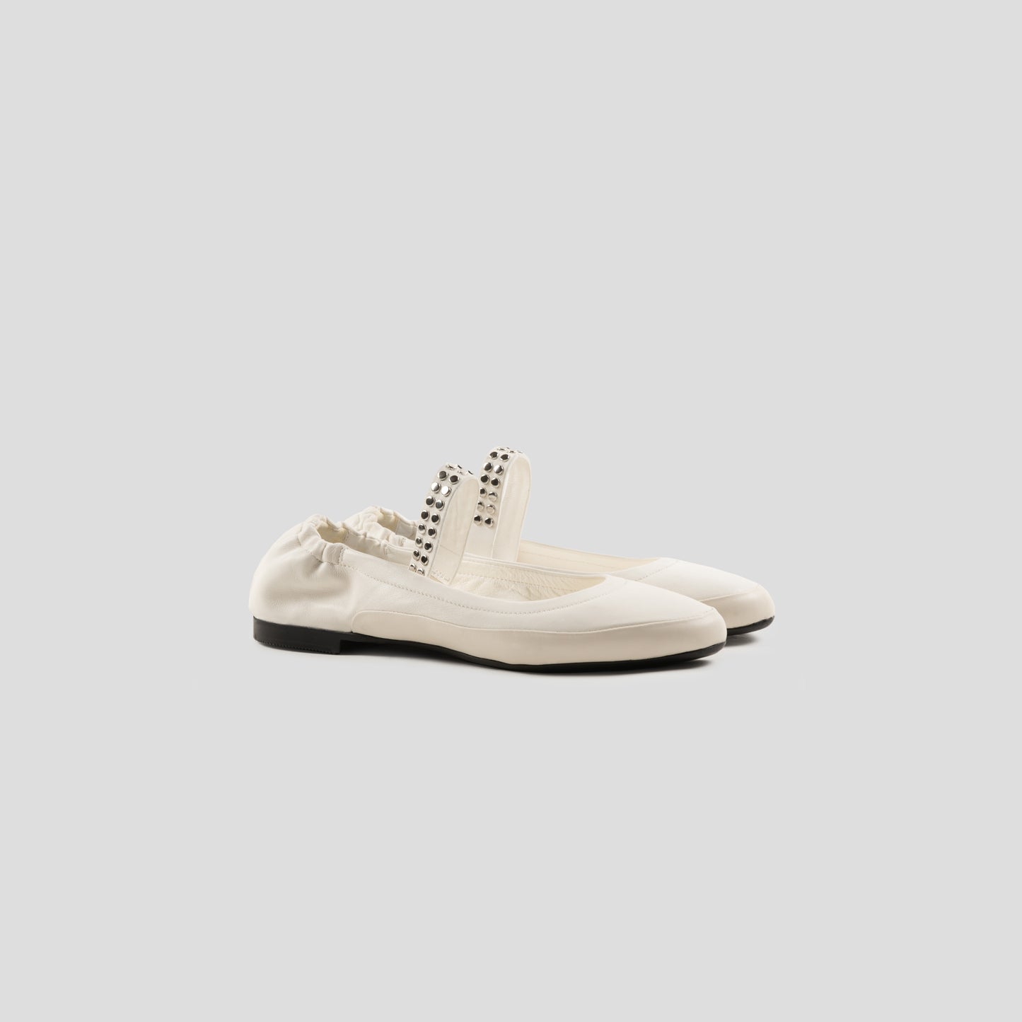 Brandeburgo ballerinas in ivory smooth leather 
