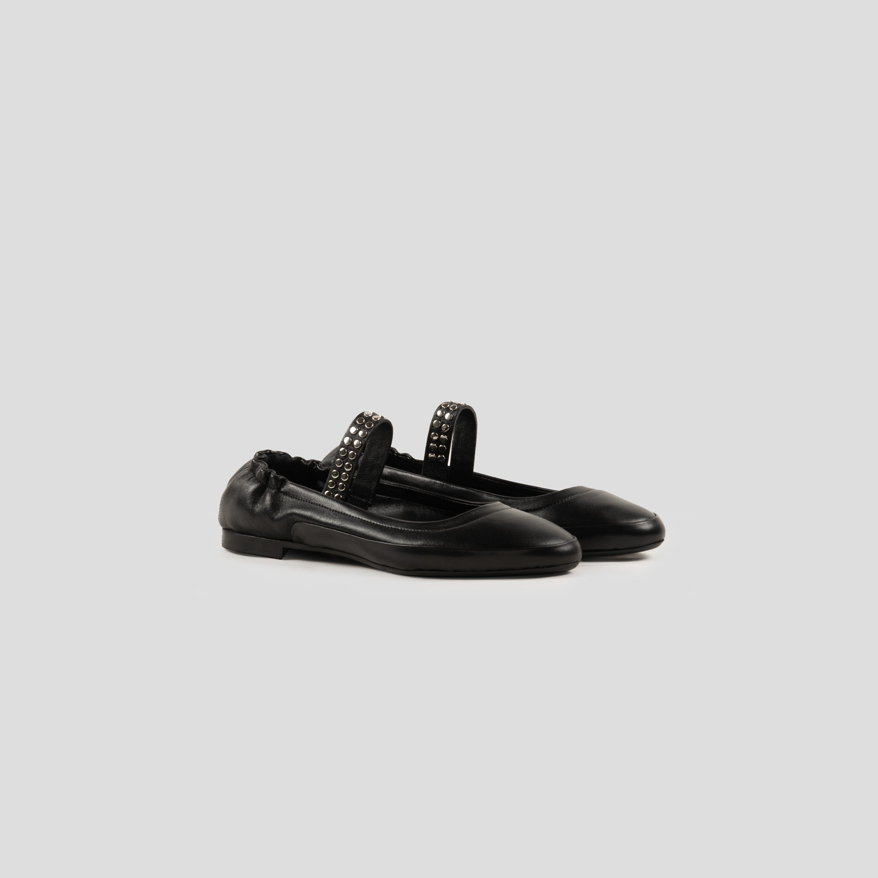 Brandeburgo ballerinas in black smooth leather 