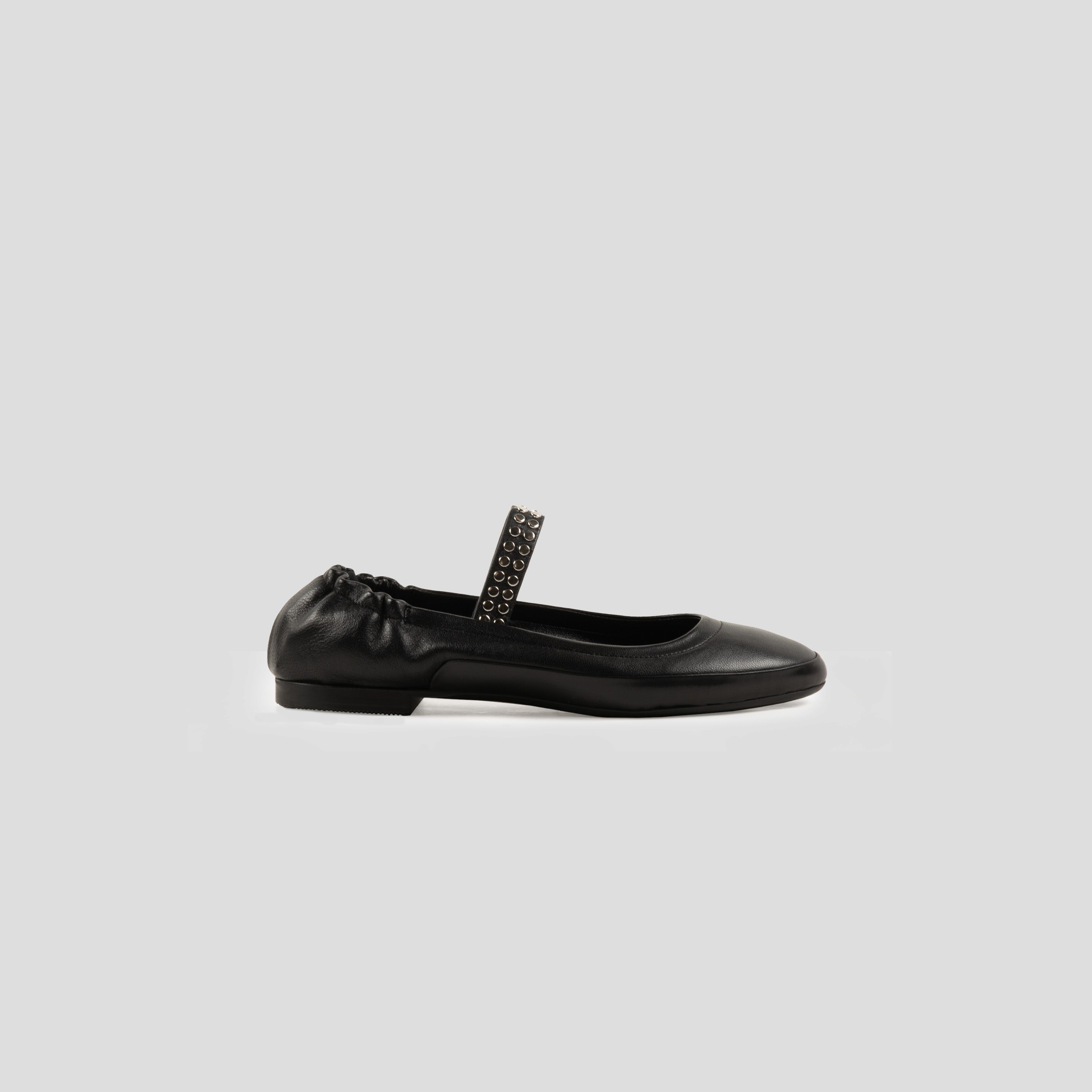 Brandeburgo ballerinas in black smooth leather 