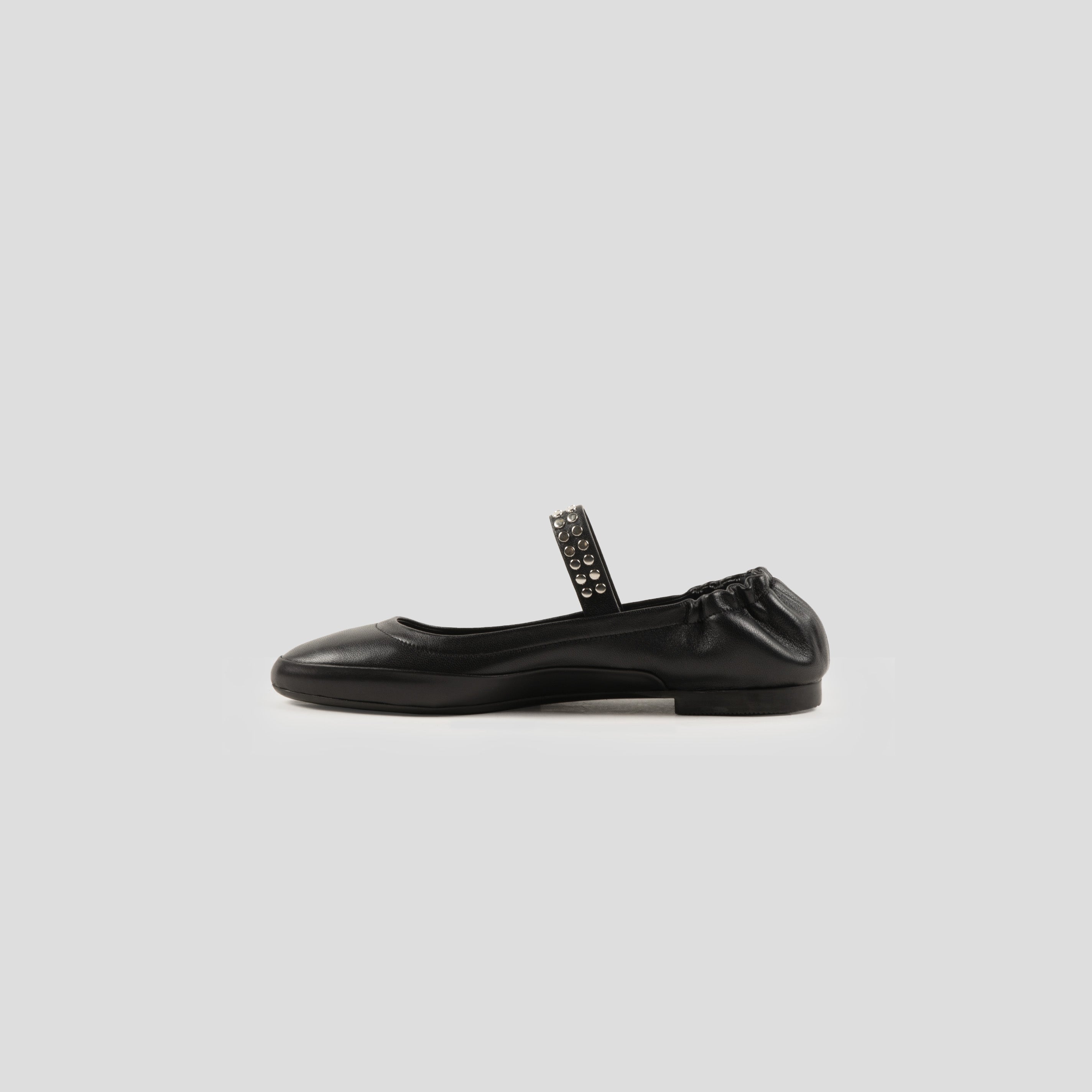 Brandeburgo ballerinas in black smooth leather 