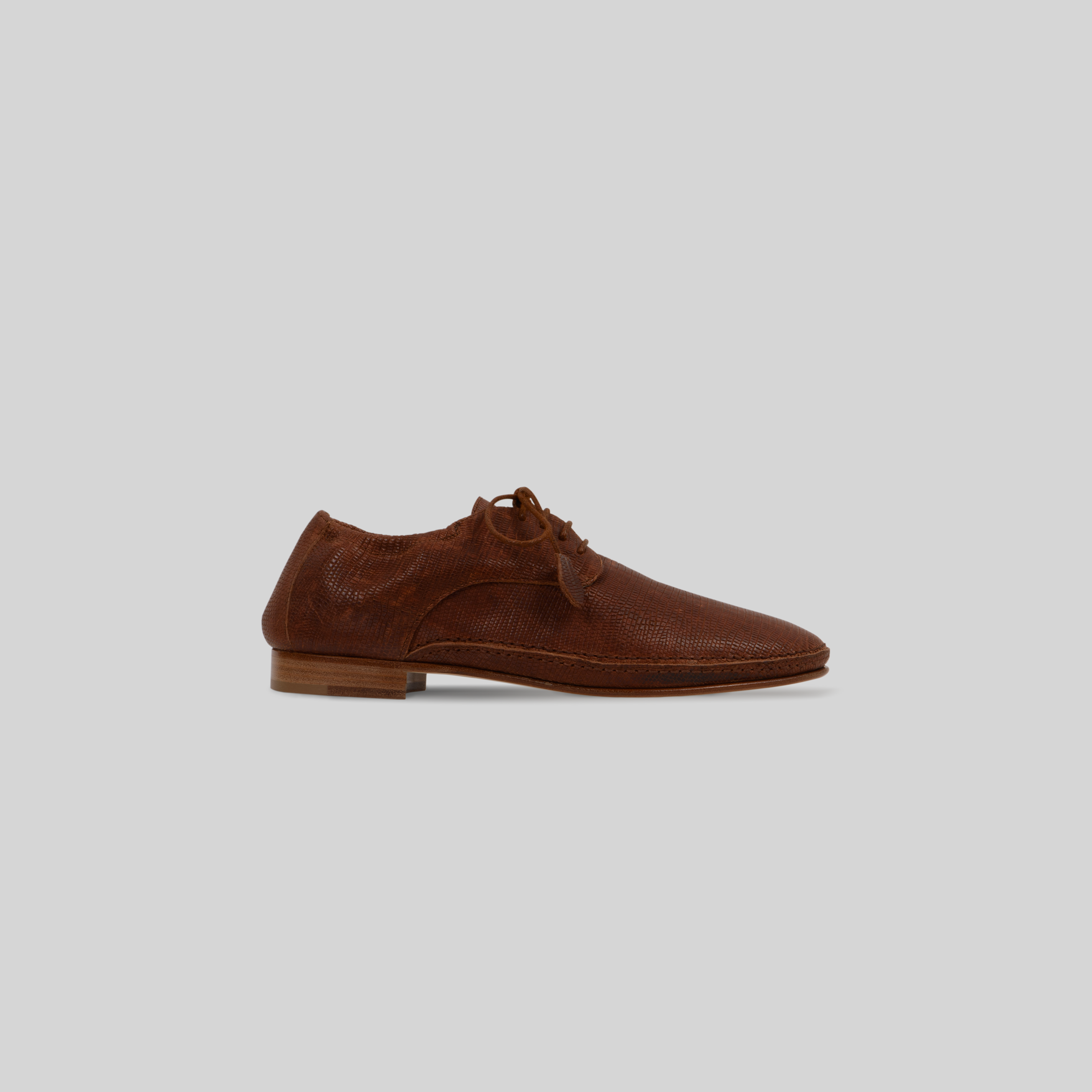 Berlino Derby shoes in embossed lizard print leather