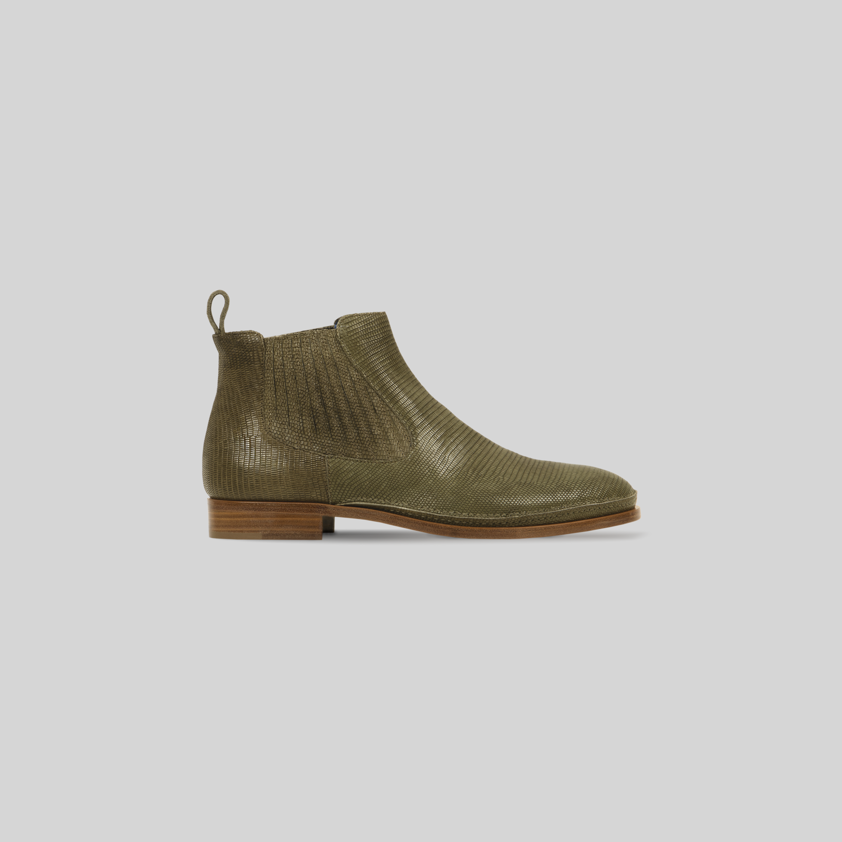 Paris ankle boots in embossed lizard print leather